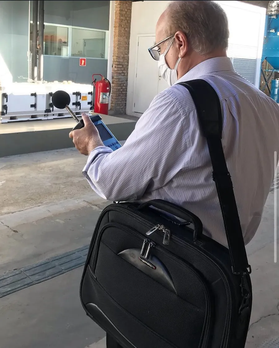 Medição acústica realizada pela Acústica Paim em campo
